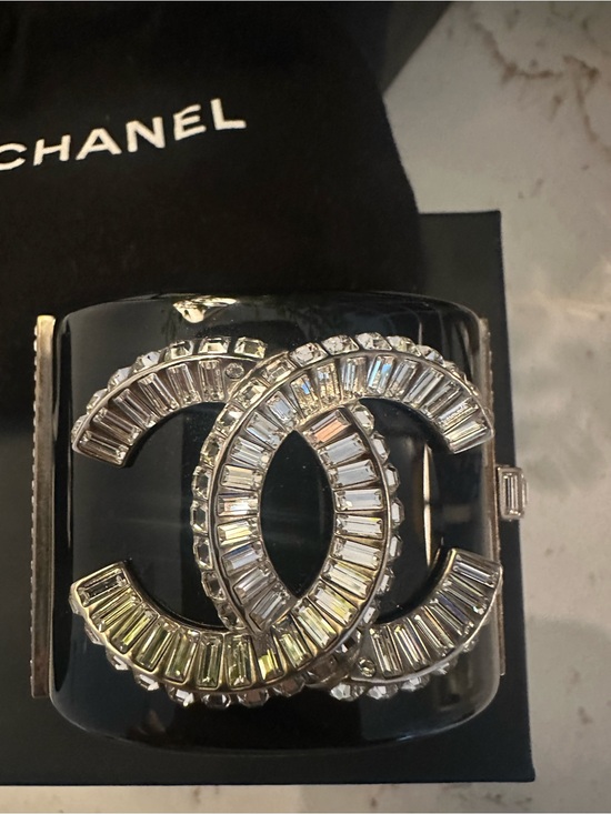 CHANEL Jewelry - CHANEL STRASS CRYSTAL & RESIN HINGED BRACELET/CUFF